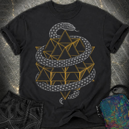 Serpent Tetrahedron Merkaba Geometry - Serpent Tetrahedron Merkaba Geometry Comfort T-Shirt - Black