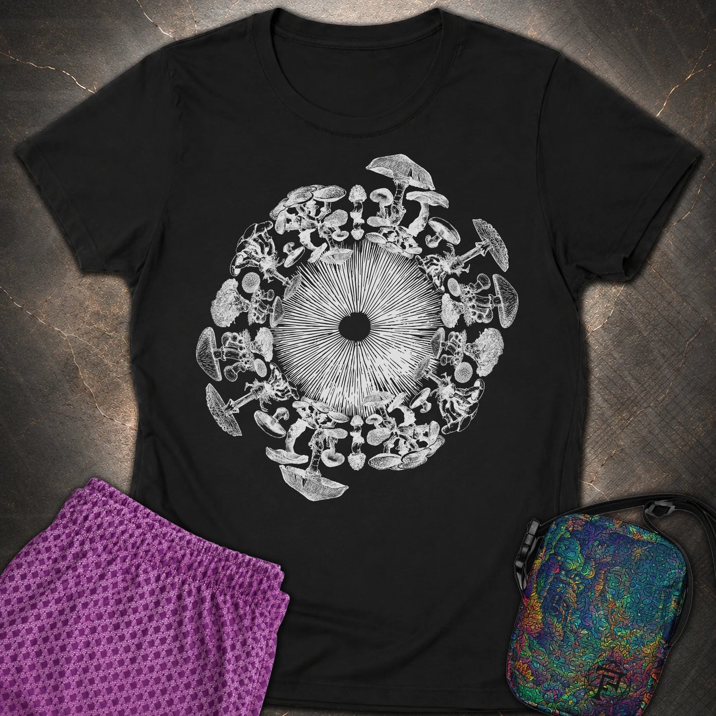 Mushroom Iris - Mushroom Iris Womens T-Shirt - Black