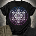 White Metatron Gradient Flower T-Shirt
