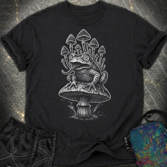 Mushroom Frog Psychedelic Comfort T-Shirt - Mushroom Frog Psychedelic Comfort T-Shirt - Black