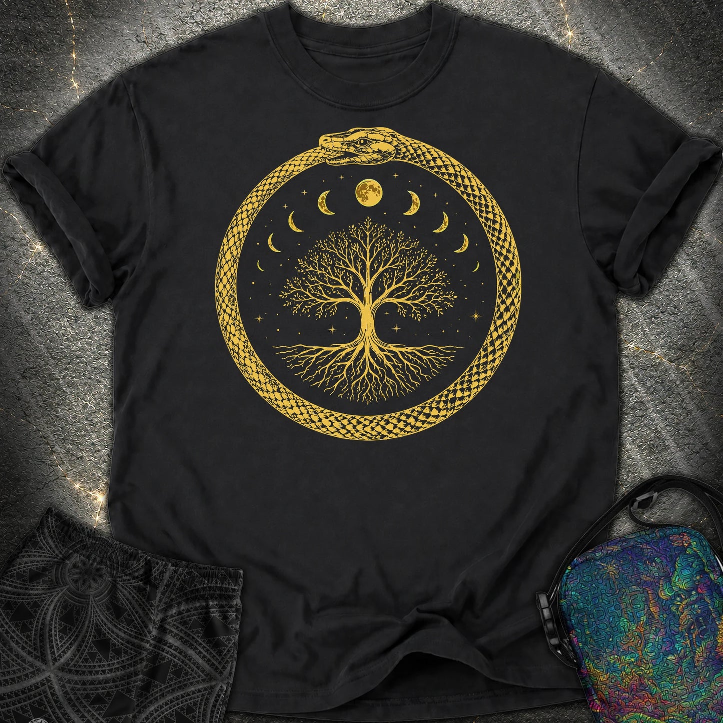 Ouroboros Moon Tree Comfort T-Shirt - Ouroboros Moon Tree Comfort T-Shirt - Black