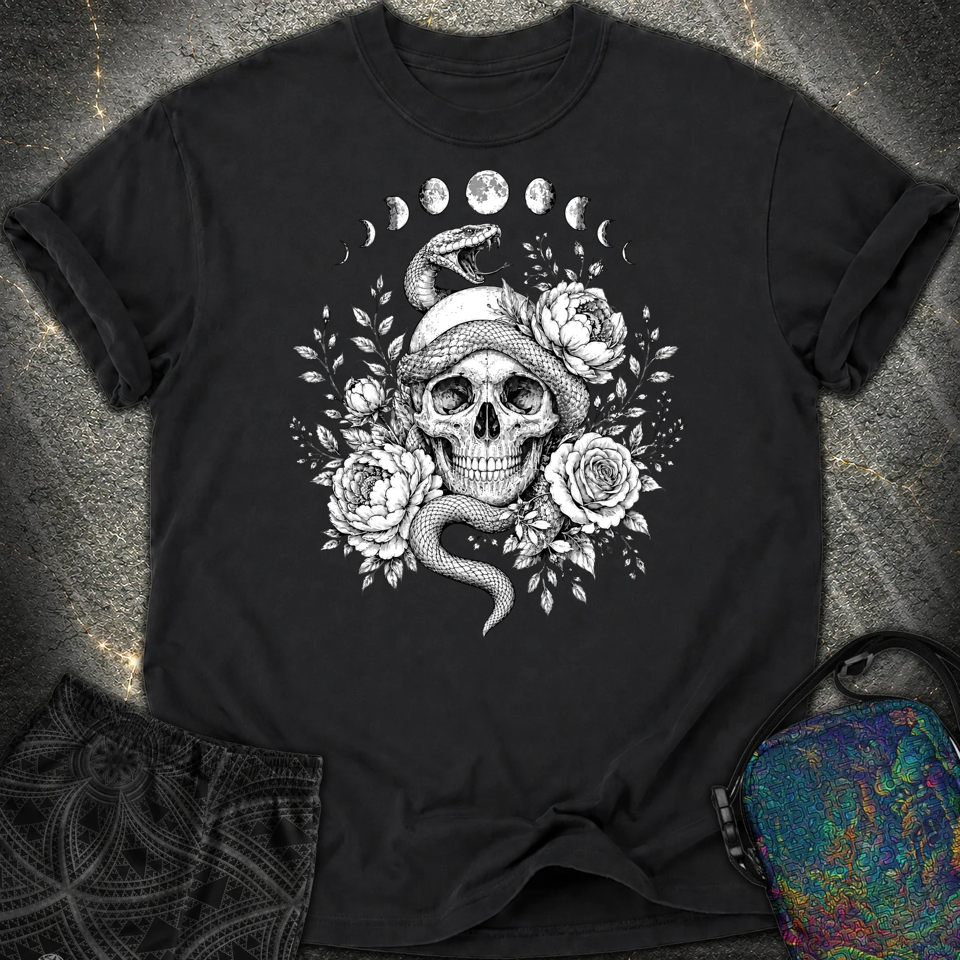 Skull Snake Moon Phases - Skull Snake Moon Phases Comfort T-Shirt - Black