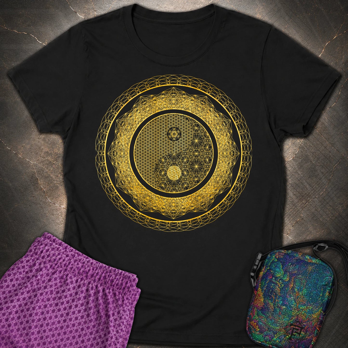 Yin Yang Gold T-Shirt - Yin Yang Gold Womens T-Shirt - Black