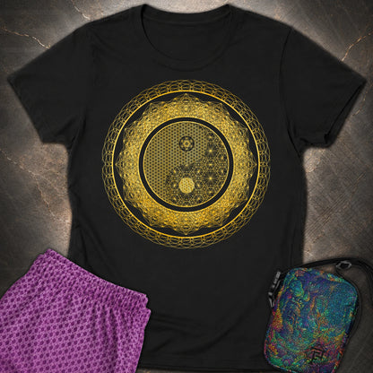 Yin Yang Gold T-Shirt - Yin Yang Gold Womens T-Shirt - Black