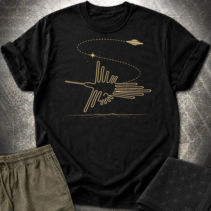Geoglif Ptaka I Latający Spodek - Geoglif Ptaka I Latający Spodek T-Shirt - Black