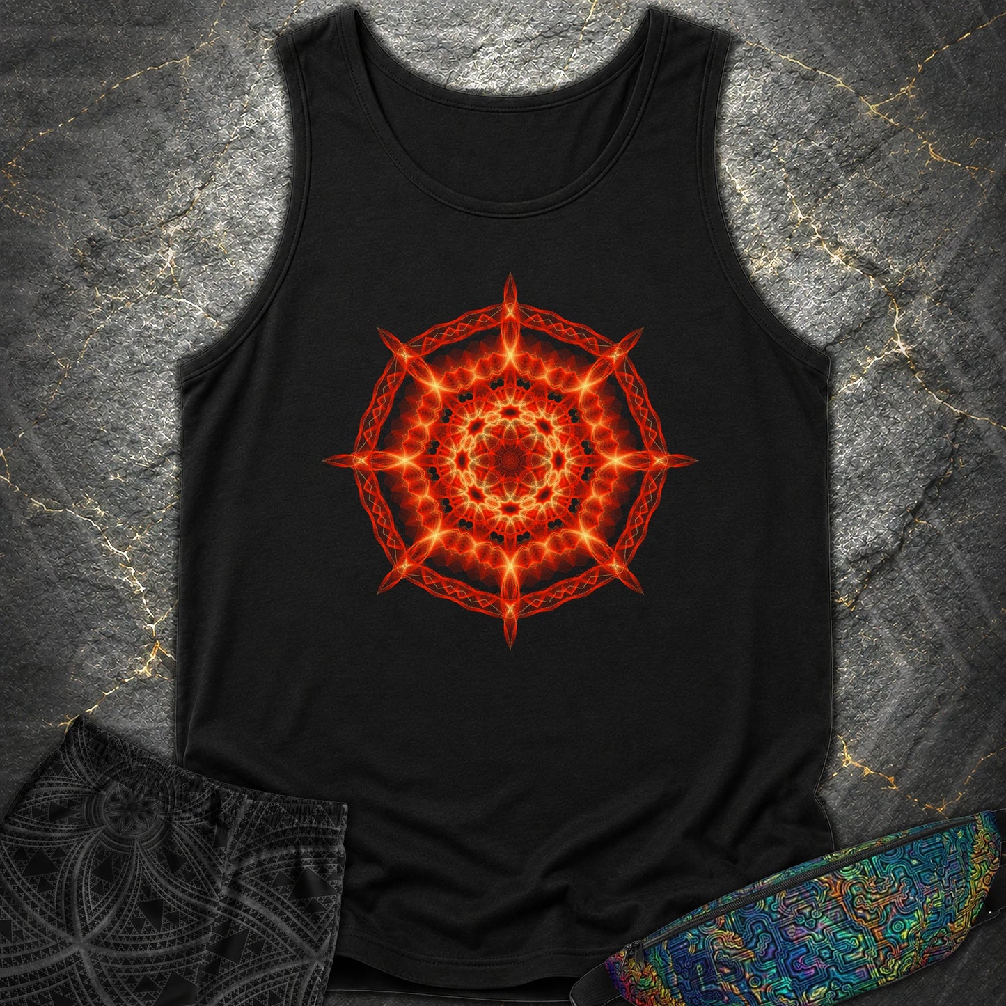 Radiant Geometry Portal Mandala - Radiant Geometry Portal Mandala Comfort Tank Top - Black