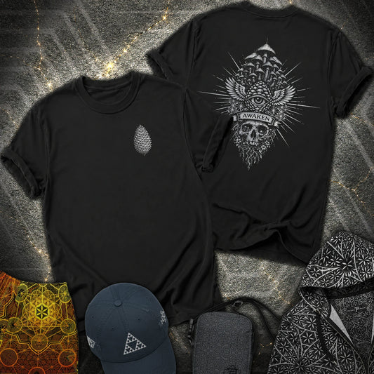 Mushroom Awakening 2 Sided T-Shirt - Mushroom Awakening 2 Sided T-Shirt - Black