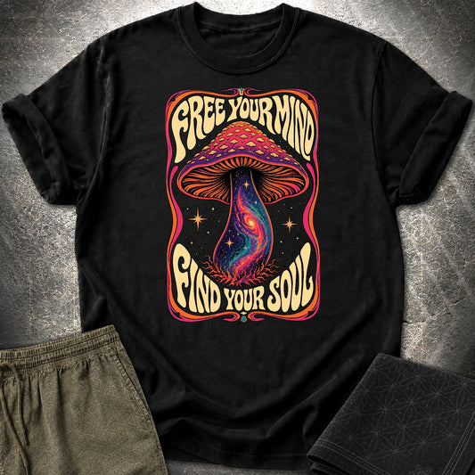 Free Your Mind Mushroom T-Shirt - Free Your Mind Mushroom T-Shirt - Black