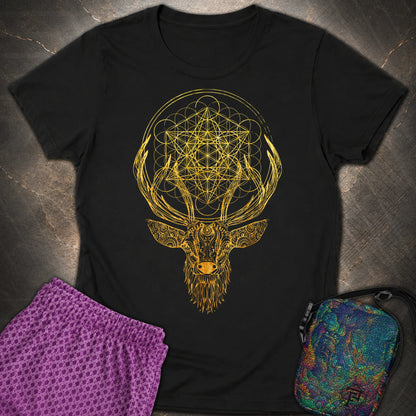 Metatron's Cube Deer T-Shirt - Metatron's Cube Deer Womens T-Shirt - Black