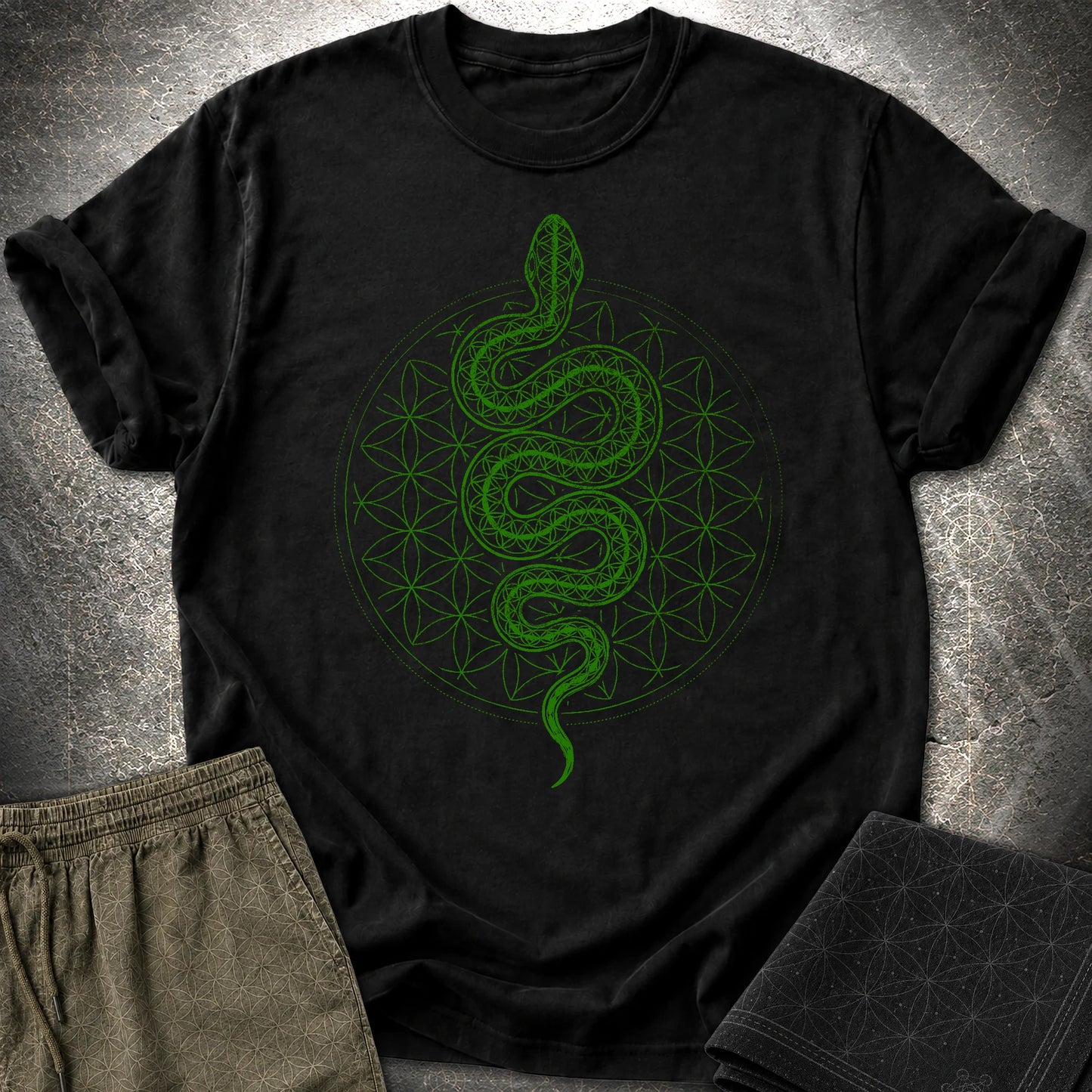 Flower of Life Serpent T-Shirt - Flower of Life Serpent T-Shirt - Black