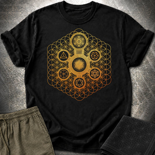 Metatron's Platonic Solids T-Shirt - Metatron's Platonic Solids T-Shirt - Black