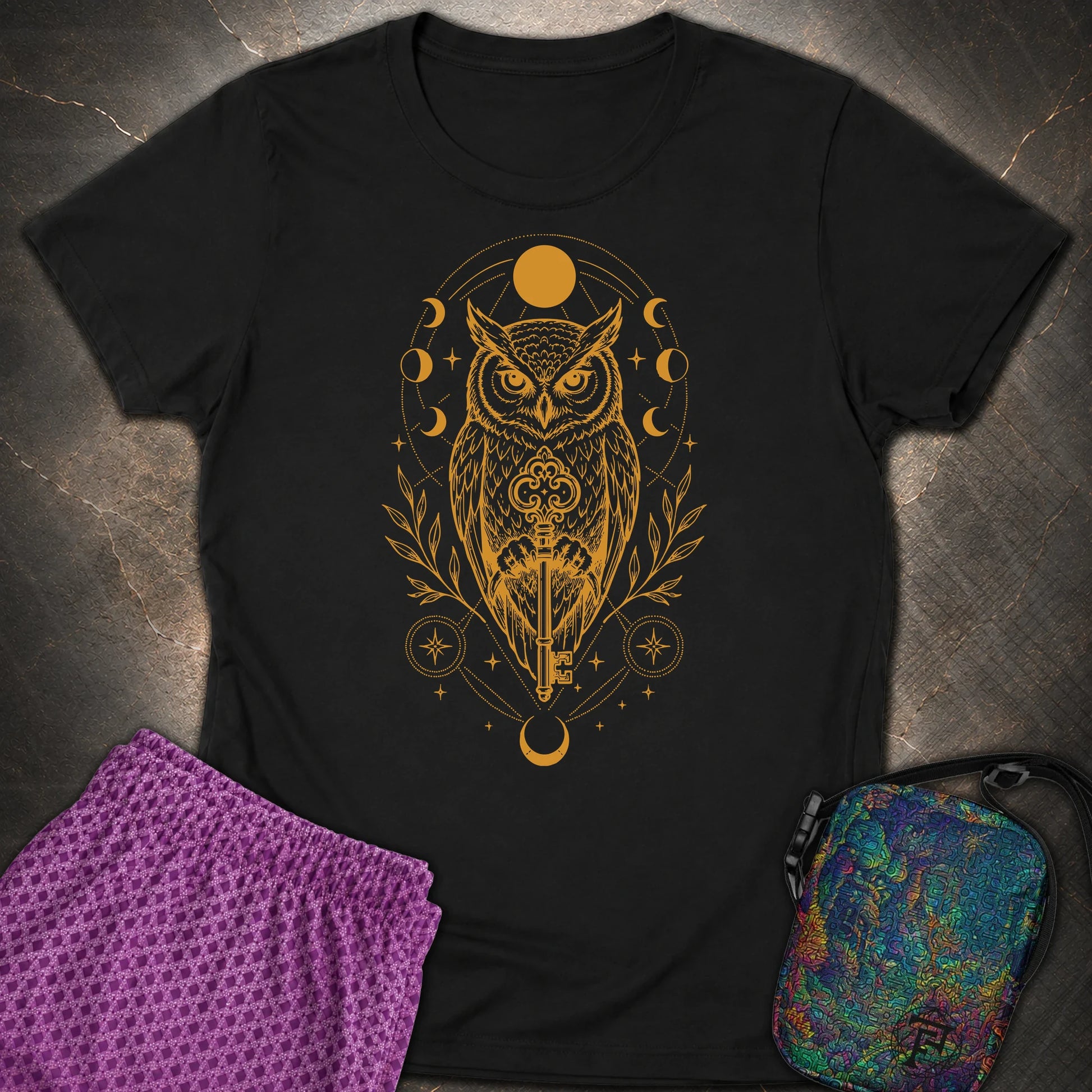 Owl Wisdom Key - Owl Wisdom Key Womens T-Shirt - Black