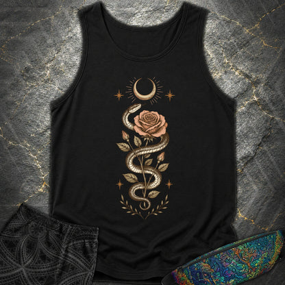 Snake Rose Moon - Snake Rose Moon Comfort Tank Top - Black