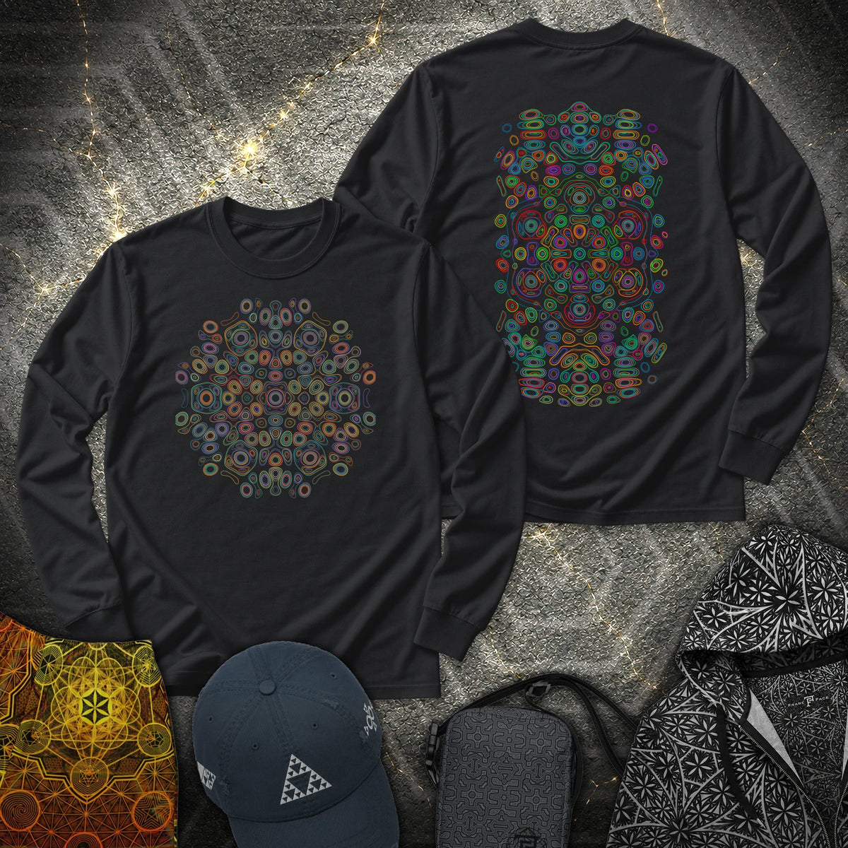Frequency Of Color 2 Sided Long Sleeve Shirt showing front and back artwork