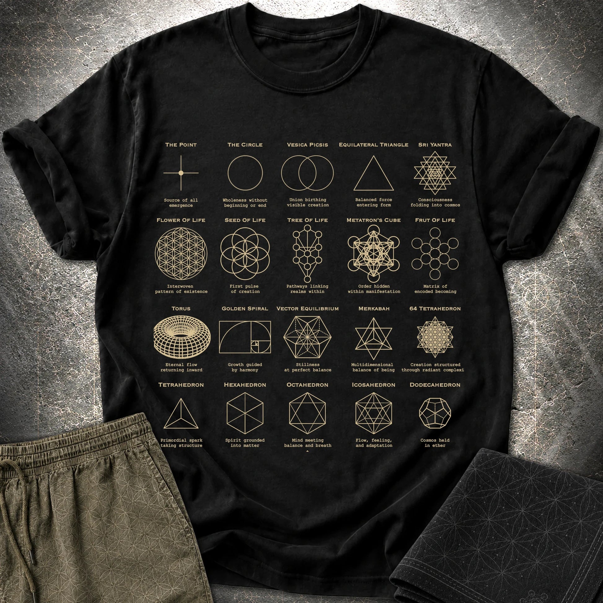Sacred Geometry Figures Comfort T-Shirt - Sacred Geometry Figures T-Shirt - Black
