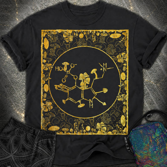 Psilocybin Molecule Mushroom Frame - Psilocybin Molecule Mushroom Frame Comfort T-Shirt - Black