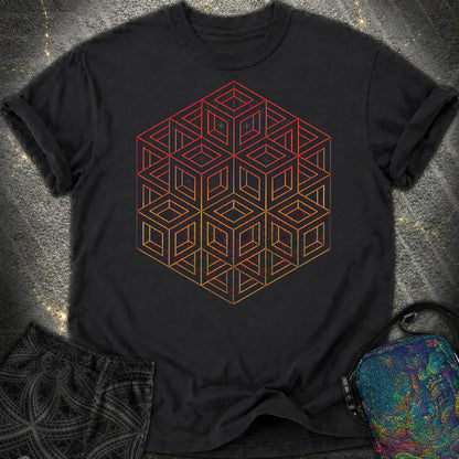 3D Wireframe Cube Comfort T-Shirt - 3D Wireframe Cube Comfort T-Shirt - Black