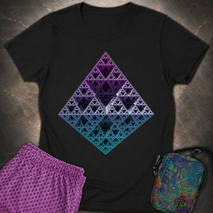 Sierpinski 3D Fractal T-Shirt - Sierpinski 3D Fractal Womens T-Shirt - Black
