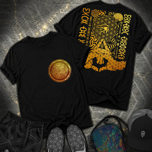 Kalesvara Mudra Seed Of Life 2 Sided T-Shirt - Kalesvara Mudra Seed Of Life 2 Sided Comfort T-Shirt - Black