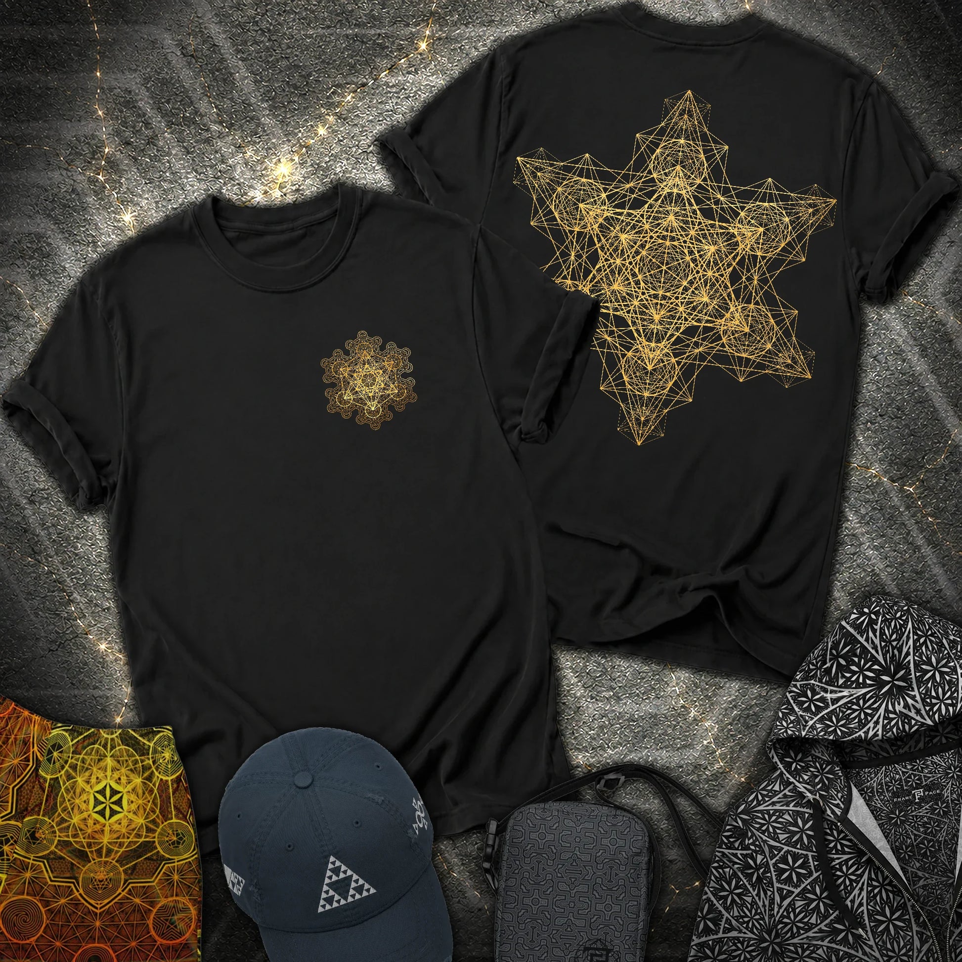 Metatron Fractal Star 2 Sided T-Shirt - Metatron Fractal Star 2 Sided T-Shirt - Black