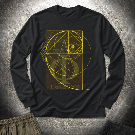 Golden Ratio Spirals Long Sleeve Shirt - Golden Ratio Spirals Long Sleeve Shirt - Black