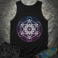 White Metatron Gradient Flower Comfort Tank Top