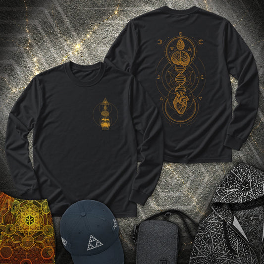 Tools Of The Trade Brain-Heart Coherence 2 Sided Long Sleeve Shirt showing front and back artwork