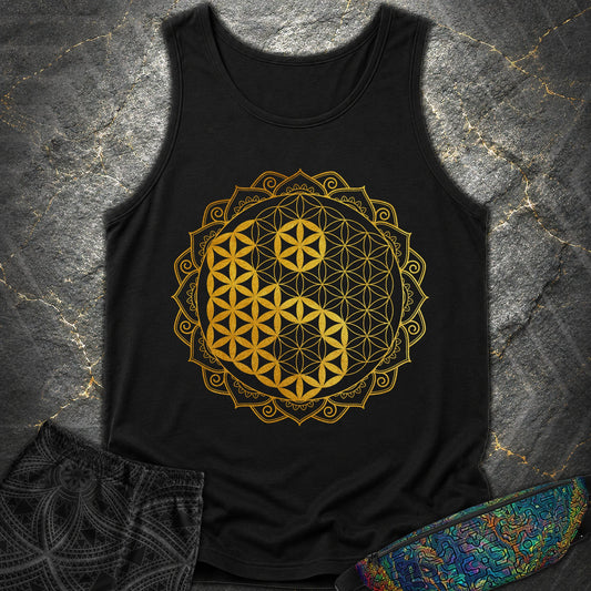 Yin Yang Gold Mandala - Yin Yang Gold Mandala Comfort Tank Top - Black