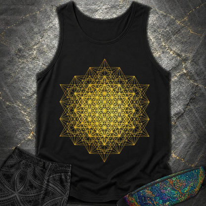 64 Tetrahedron Metatron Grid - 64 Tetrahedron Metatron Grid Comfort Tank Top - Black