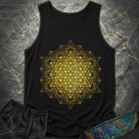 64 Tetrahedron Metatron Grid - 64 Tetrahedron Metatron Grid Comfort Tank Top - Black