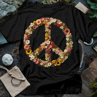 Floral Peace Symbol T-Shirt