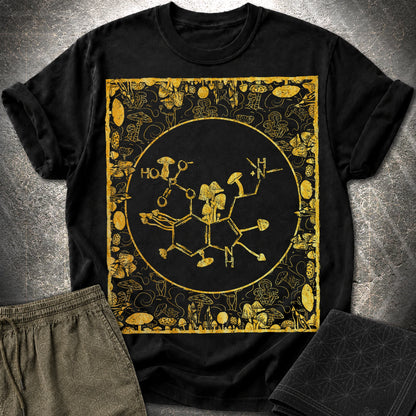 Psilocybin Molecule Mushroom Frame - Psilocybin Molecule Mushroom Frame  T-Shirt - Black