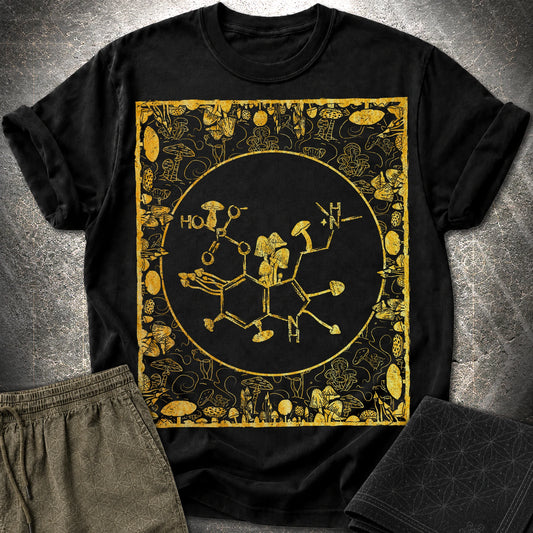 Psilocybin Molecule Mushroom Frame - Psilocybin Molecule Mushroom Frame  T-Shirt - Black