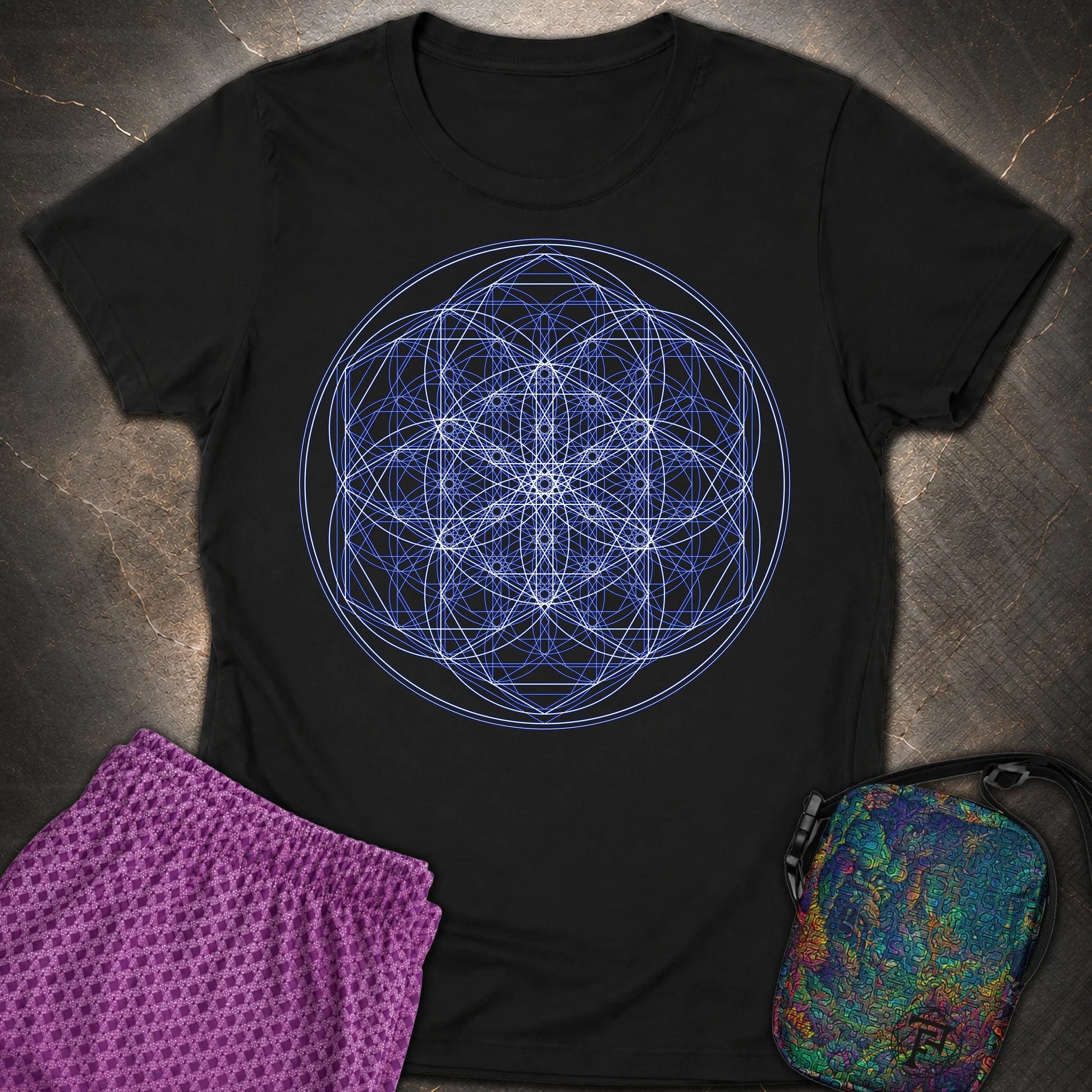 Sacred Flower Grids - Sacred Flower Grids Womens T-Shirt - Black