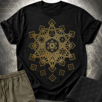 Metatron and Platonic Solids T-Shirt - Metatron and Platonic Solids T-Shirt - Black
