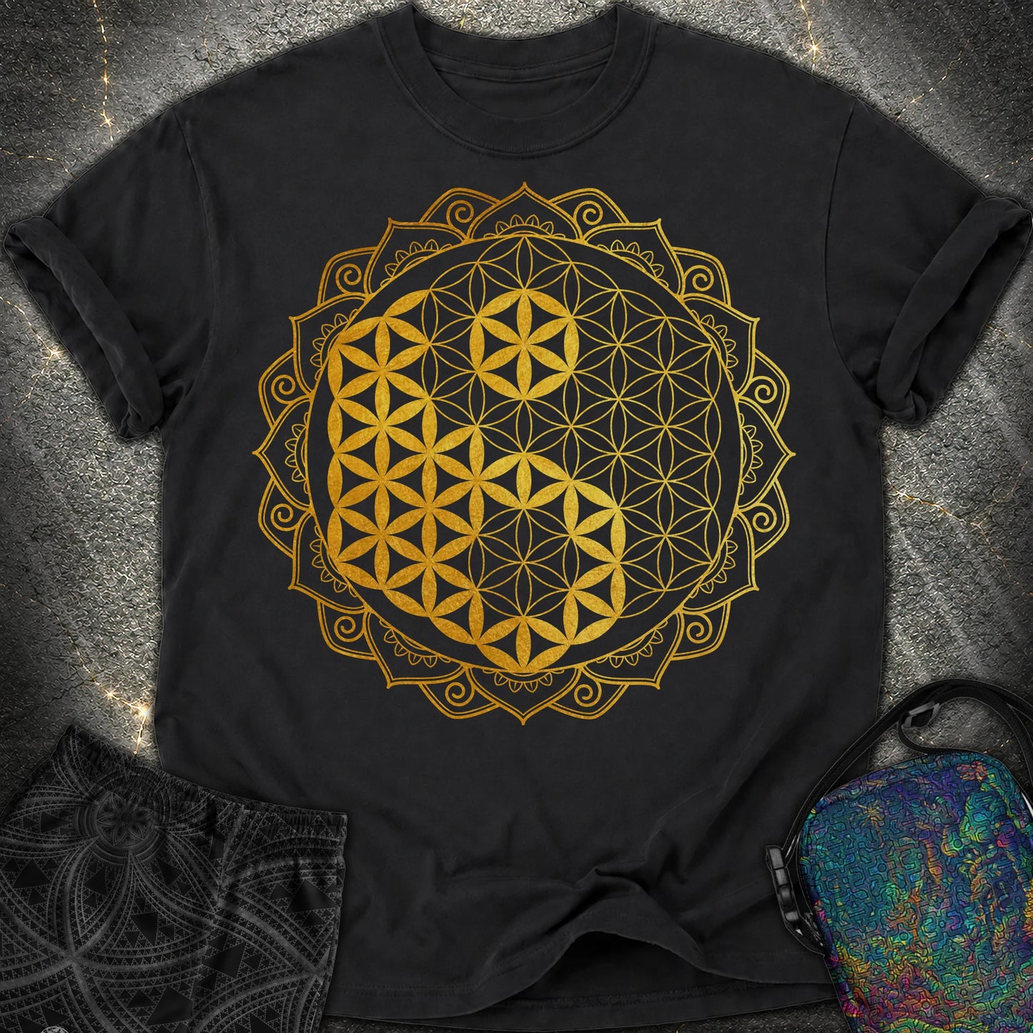 Yin Yang Gold Mandala - Yin Yang Gold Mandala Comfort T-Shirt - Black