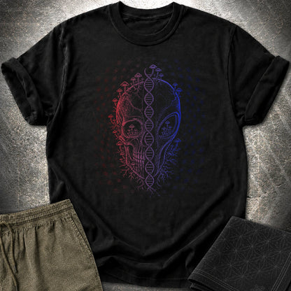 Alien Skull Cosmic Fungi T-Shirt - Alien Skull Cosmic Fungi T-Shirt - Black