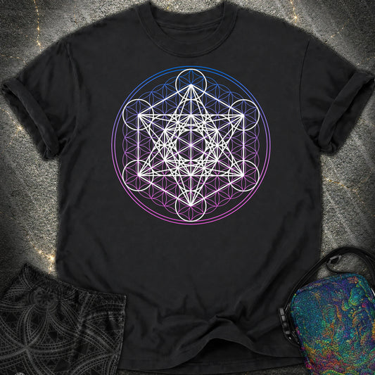 White Metatron Gradient Flower Comfort T-Shirt - White Metatron Gradient Flower Comfort T-Shirt - Black