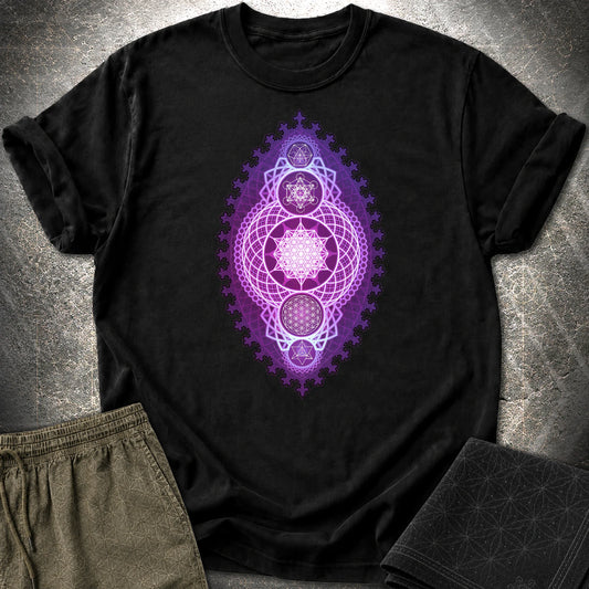Fractal Sacred Geometry Fusion T-Shirt - Fractal Sacred Geometry Fusion T-Shirt - Black