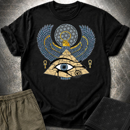 Horus Flower Of Life Egypt T-Shirt - Horus Flower Of Life Egypt T-Shirt - Black
