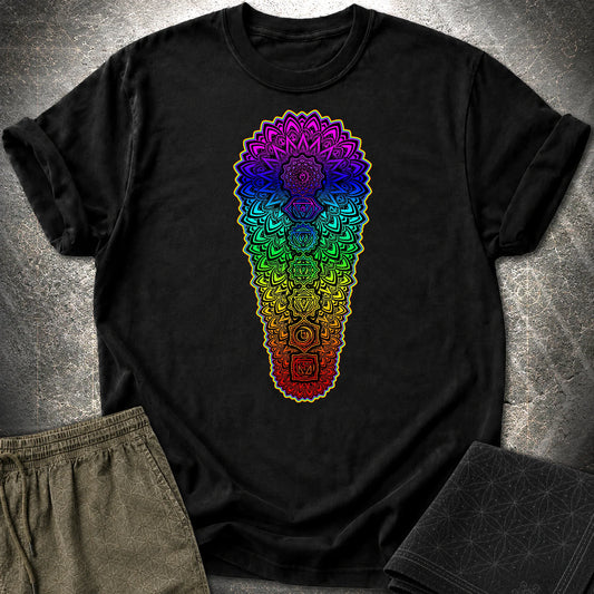 Chakra Spectrum Grounding Grid T-Shirt - Chakra Spectrum Grounding Grid T-Shirt - Black