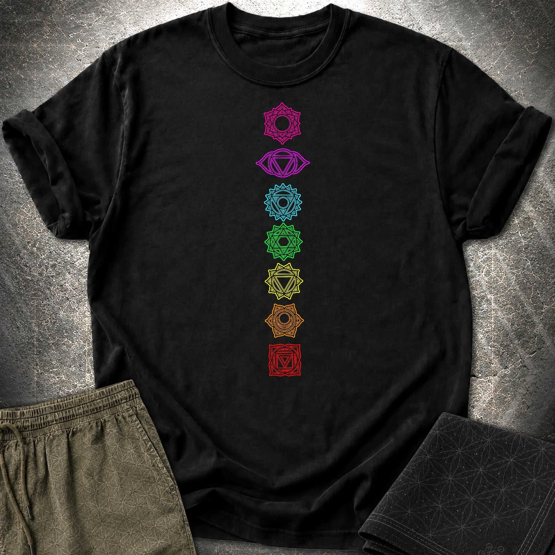 7 Chakras T-Shirt - 7 Chakras T-Shirt - Black