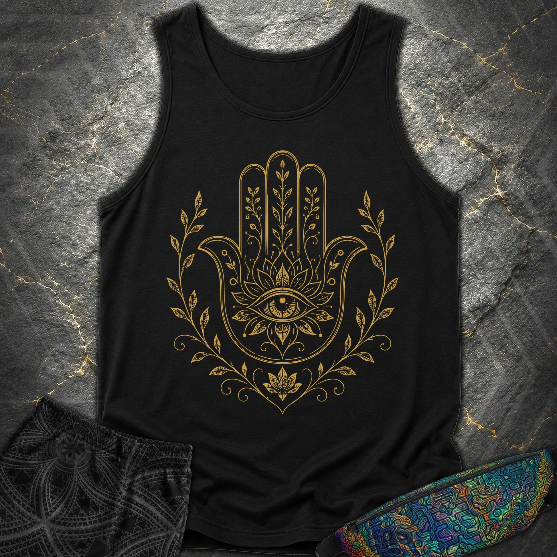 Hamsa Mandala - Hamsa Mandala Comfort Tank Top - Black