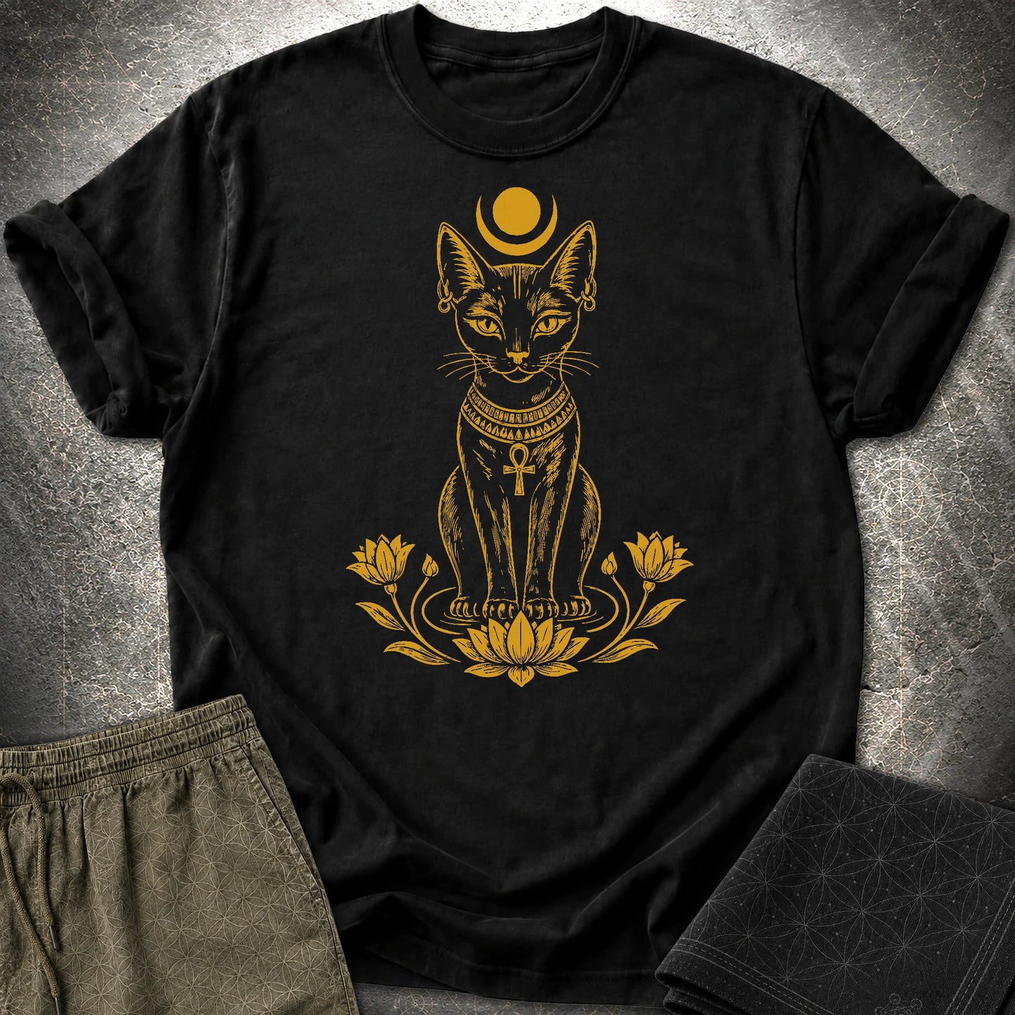 Sacred Cat of the Moon - Sacred Cat of the Moon T-Shirt - Black