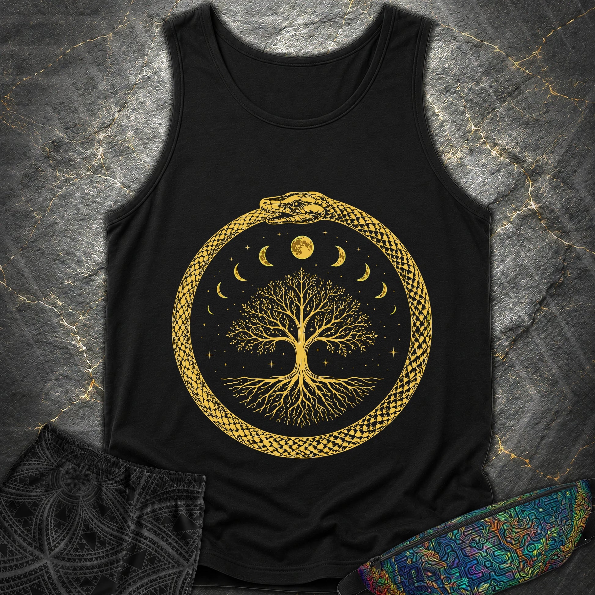 Ouroboros Moon Tree Unisex Comfort Tank Top - Ouroboros Moon Tree Unisex Comfort Tank Top - Black