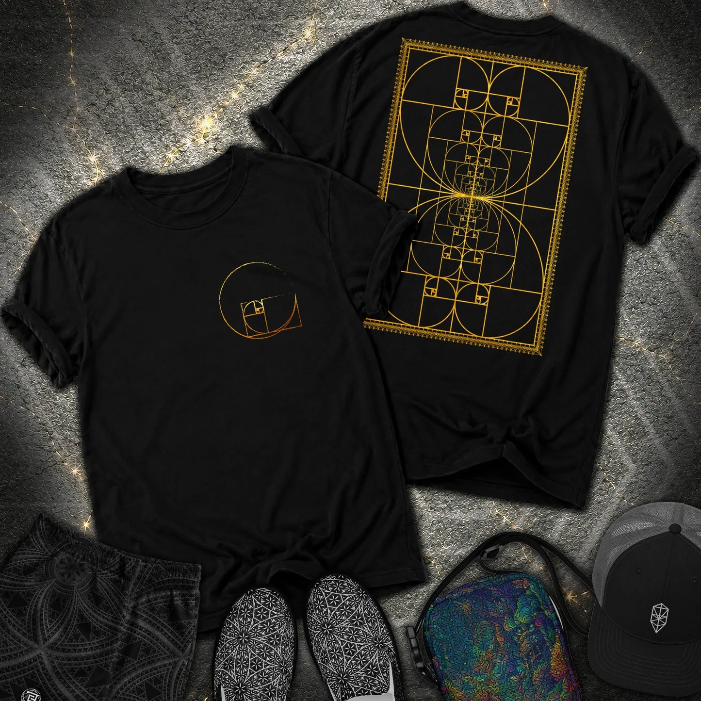 Golden Ratio Spiral 2 Sided T-Shirt - Golden Ratio Spiral 2 Sided Comfort T-Shirt - Black