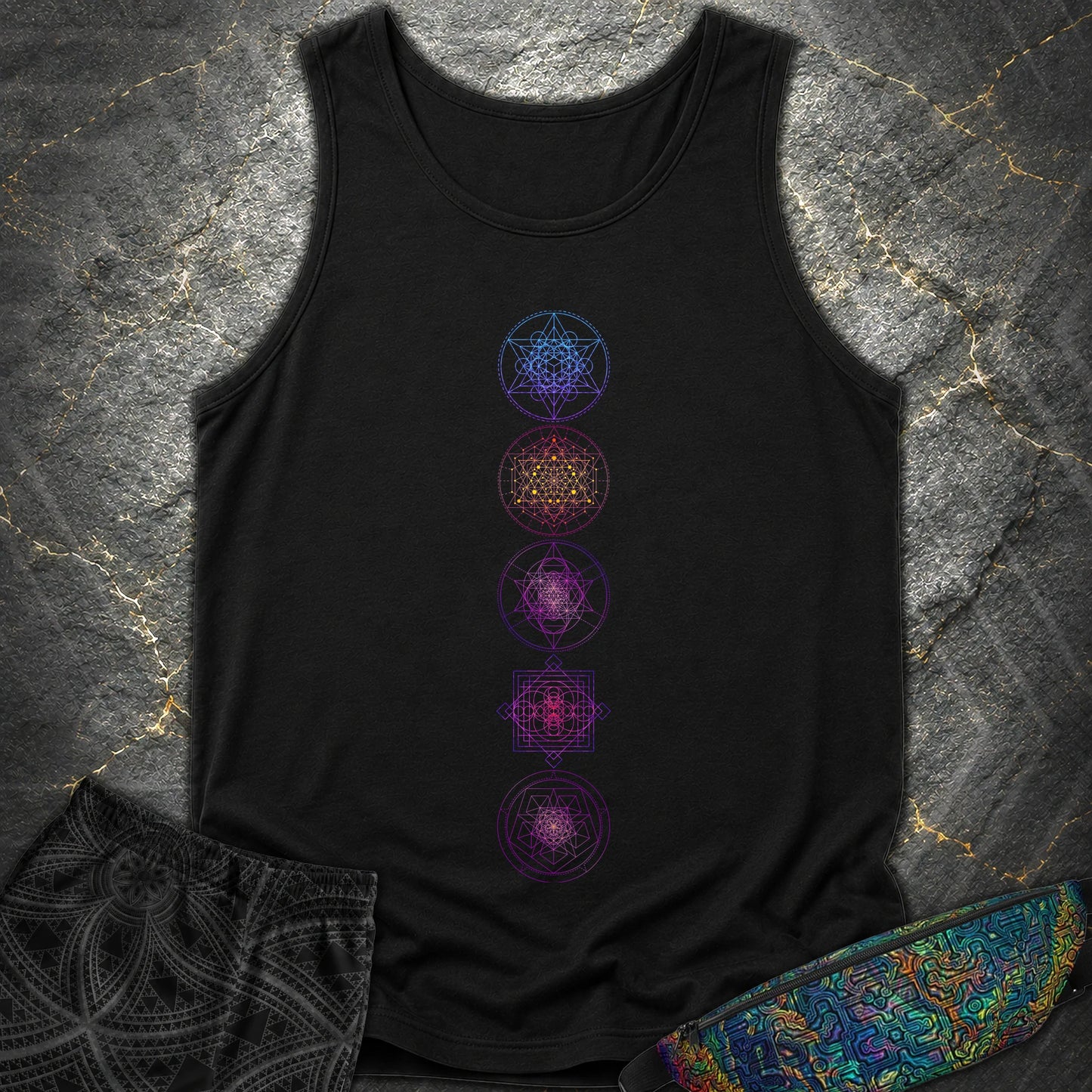 Sacred Geometry T-Shirt - Sacred Geometry Comfort Tank Top - Black