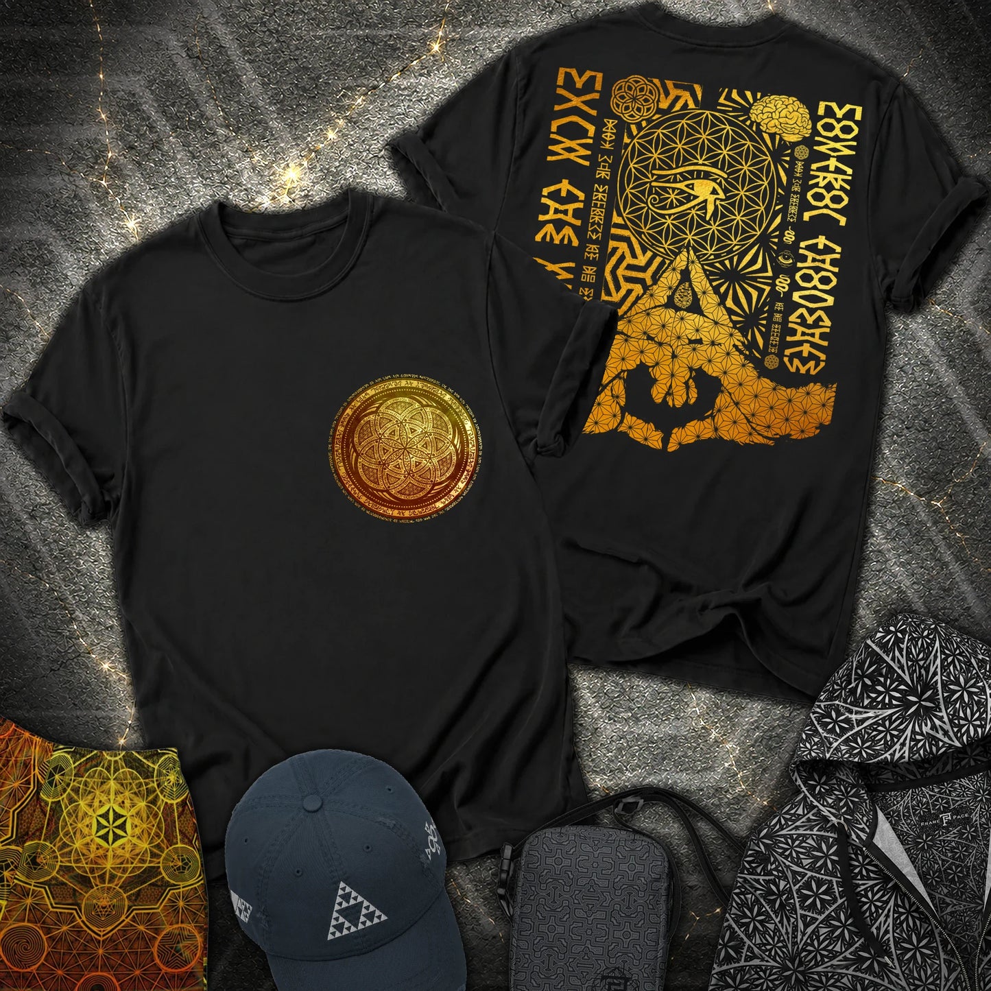 Kalesvara Mudra Seed Of Life 2 Sided T-Shirt - Kalesvara Mudra Seed Of Life 2 Sided T-Shirt - Black