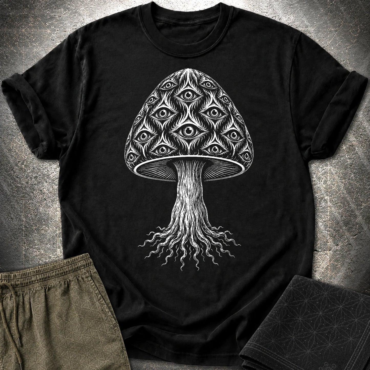 All-Seeing Mushroom - All-Seeing Mushroom T-Shirt - Black