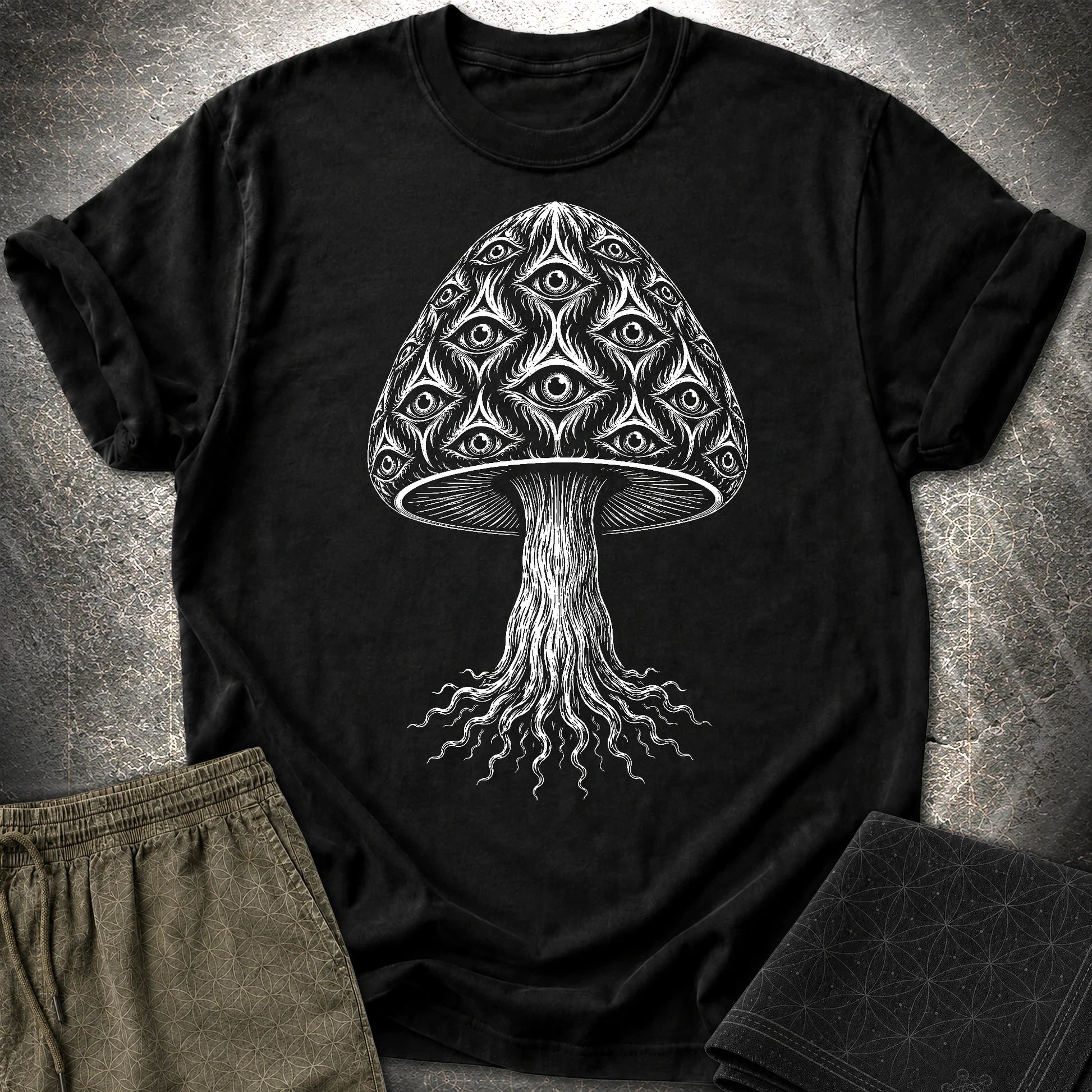 All-Seeing Mushroom - All-Seeing Mushroom T-Shirt - Black
